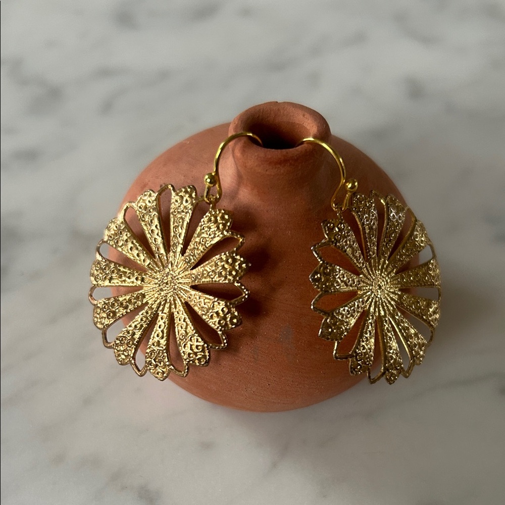 Brass stamp statement earrings
